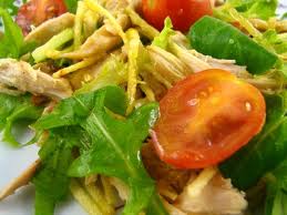 Salada de soja com frango e  mostarda