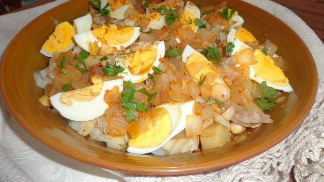 Salada de bacalhau com batata doce
